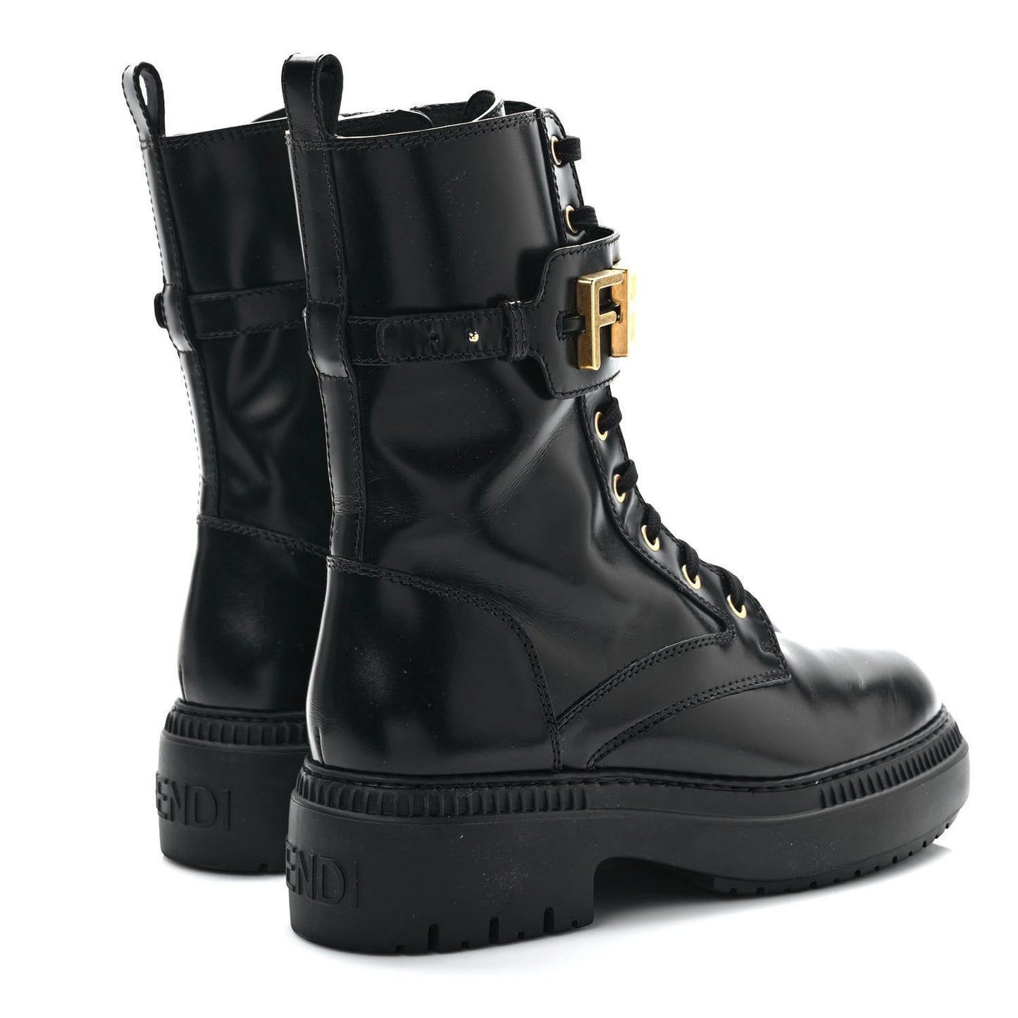 Vitello Abrasivato Fendigraphy 50mm Biker Boots 39.5 Black