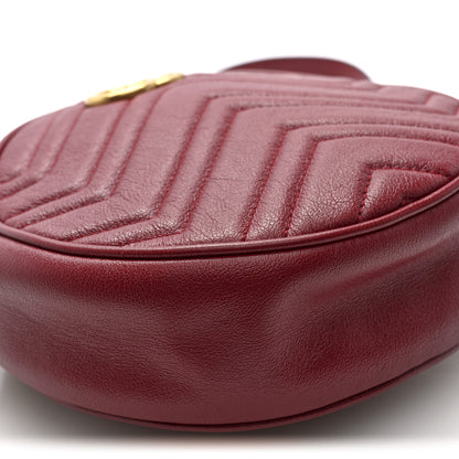 Gucci Glazed Calfskin Matelasse Heart Mini GG Marmont Round Shoulder Bag Romantic Cerise 9 of 10