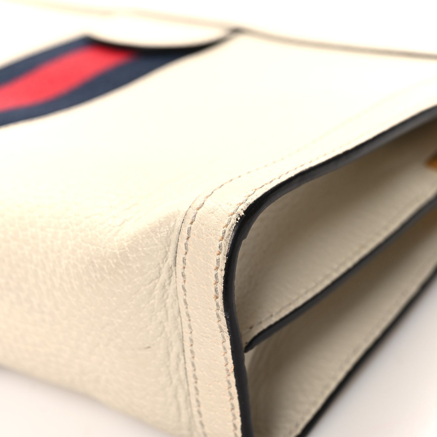 Textured Calfskin Web Small Ophidia Chain Shoulder Bag Mystic White
