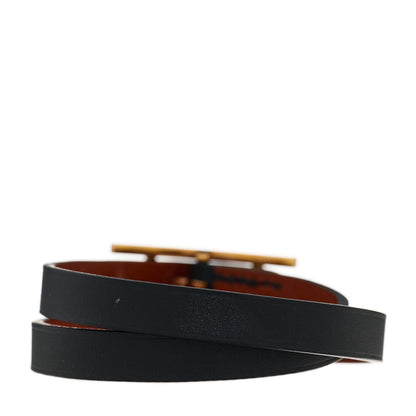 Hermes Chamonix Behapi Double Tour Bracelet Black Fauve 2 of 7