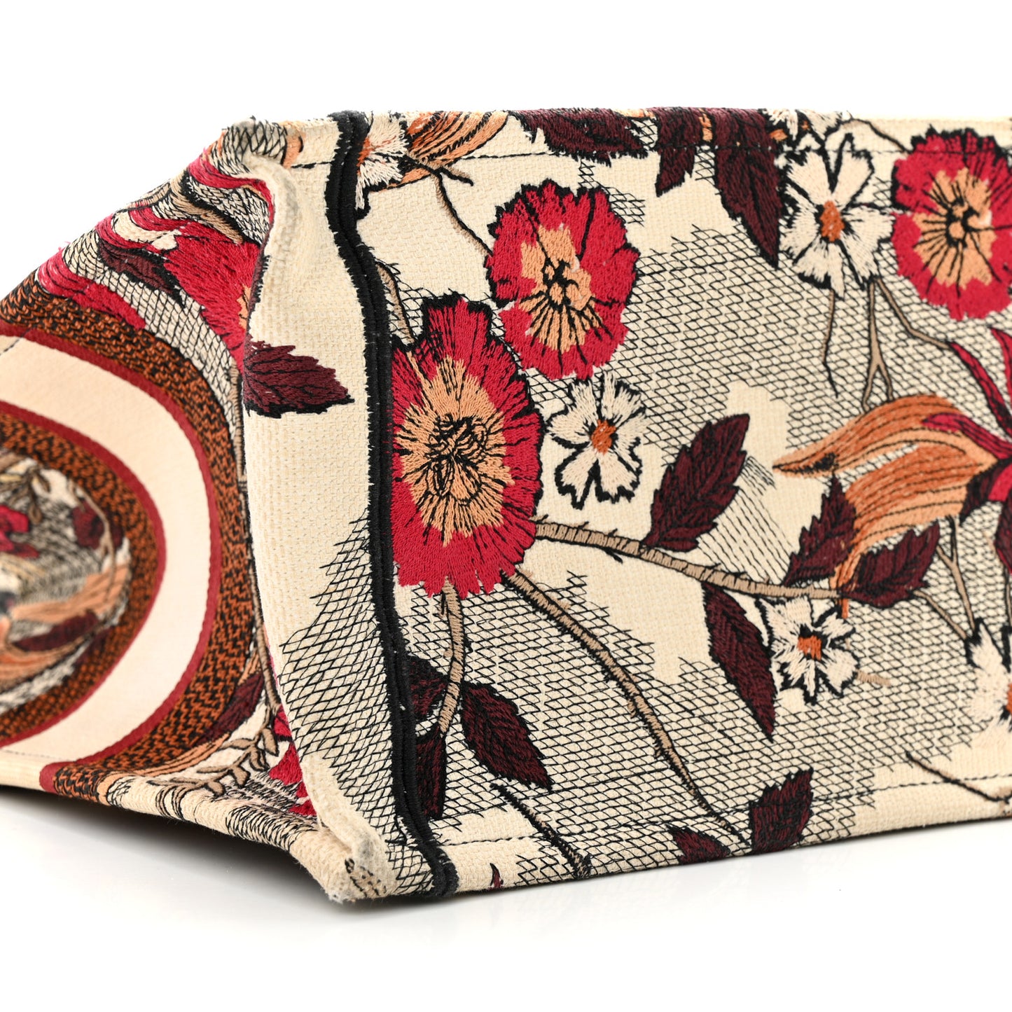 Canvas Embroidered Phoenix Medium Book Tote Red Multicolor