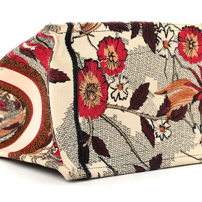 Christian Dior Canvas Embroidered Phoenix Medium Book Tote Red Multicolor 9 of 13