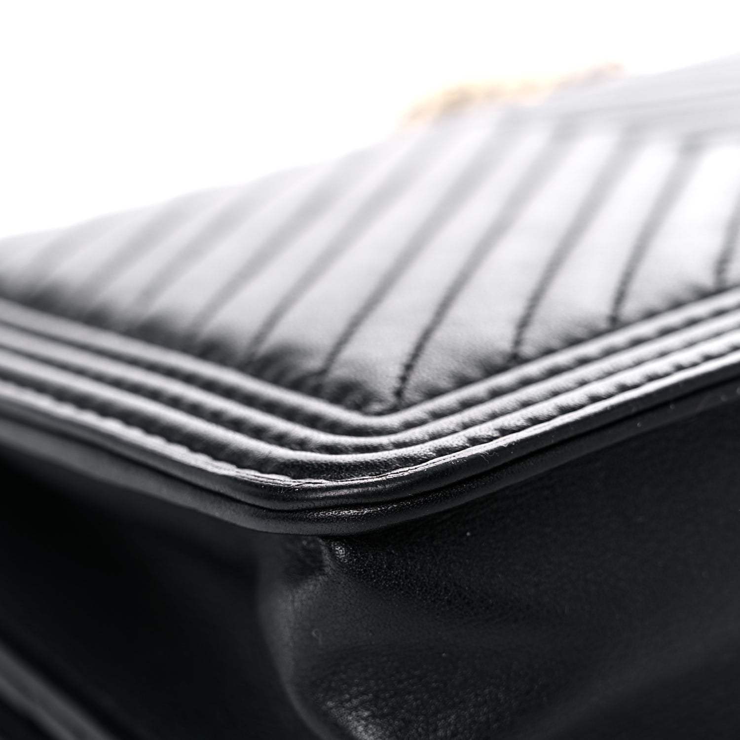 Chanel Calfskin Chevron Boy Wallet On Chain WOC Black 11 of 15