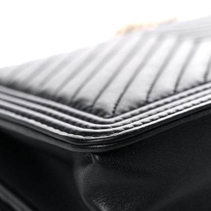 Chanel Calfskin Chevron Boy Wallet On Chain WOC Black 11 of 15