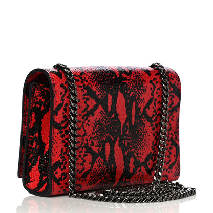Saint Laurent Calfskin Snakeskin Embossed Small Classic Monogram Kate Tassel Satchel Red Black 2 of 8
