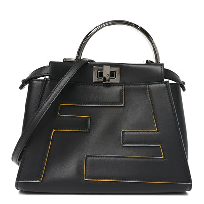 Fendi Nappa FF Mini Peekaboo Iconic Satchel Black Sunflower 1 of 10
