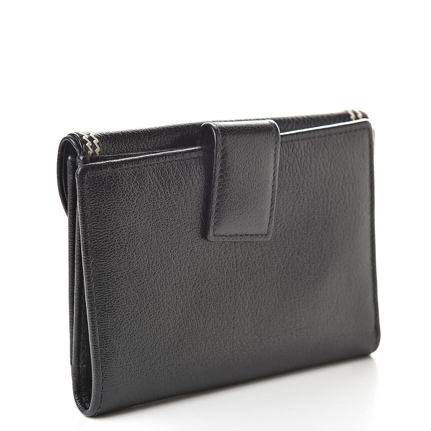 Goatskin Saddle Compact Wallet Black