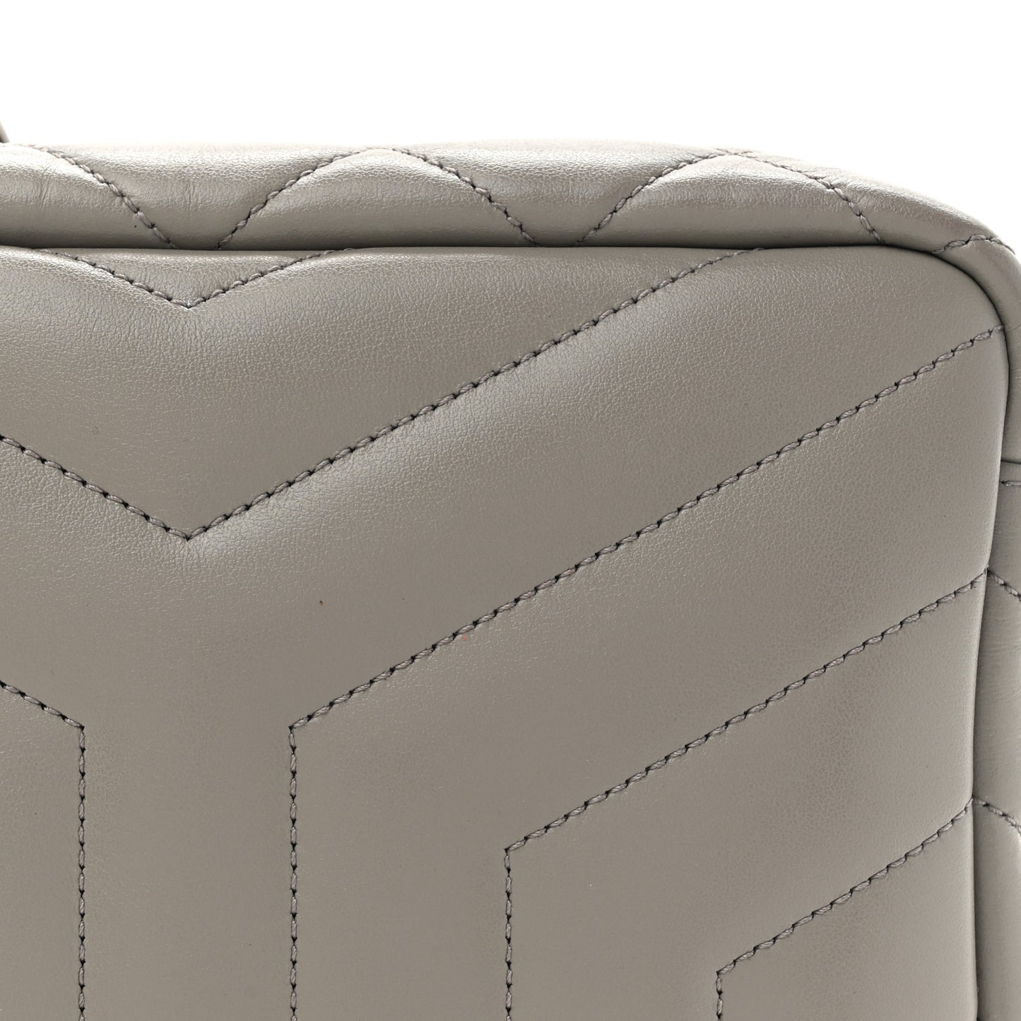 Calfskin Y Quilted Monogram Small Loulou Bowling Bag Light Gray