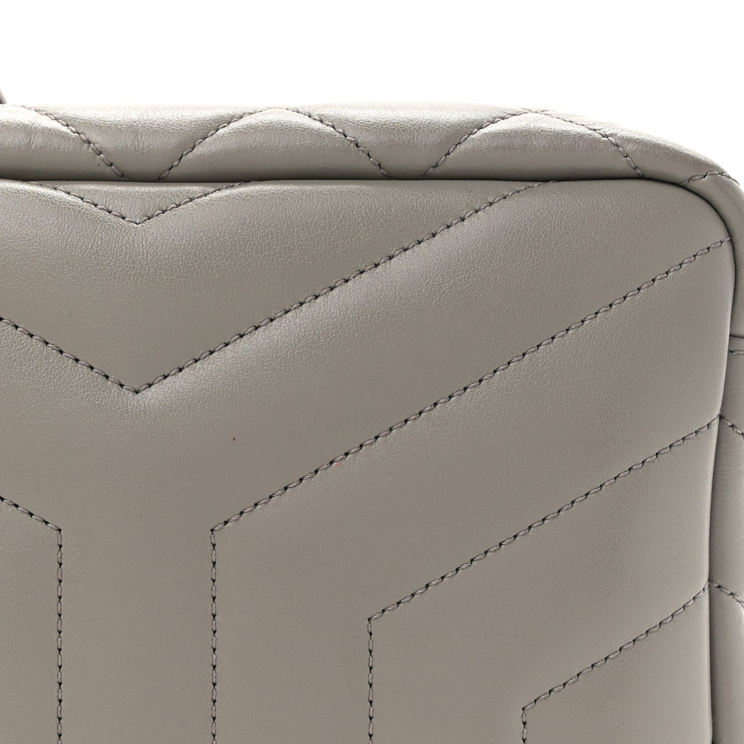 Saint Laurent Calfskin Y Quilted Monogram Small Loulou Bowling Bag Light Gray 8 of 10
