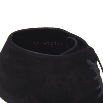 Saint Laurent Suede Kiki Lace-Up Ankle Boot 36 Black 9 of 10