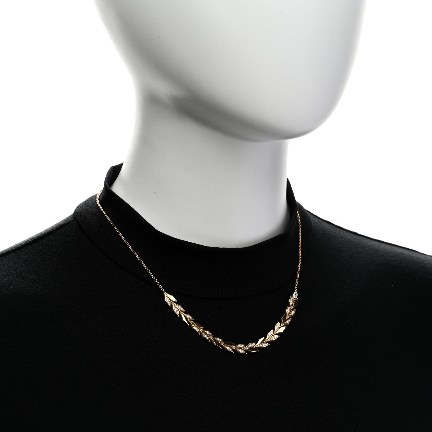 Tiffany 18K Yellow Gold Diamond Victoria Vine East West Necklace 2 of 7