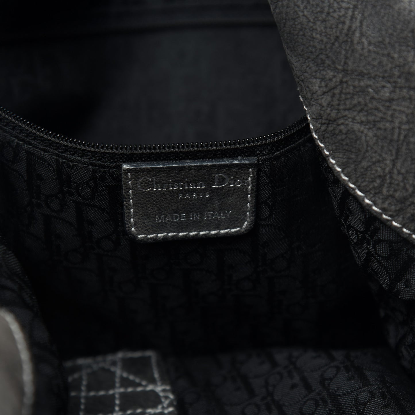 Goatskin Cannage Medium Lady Dior Hobo Gray