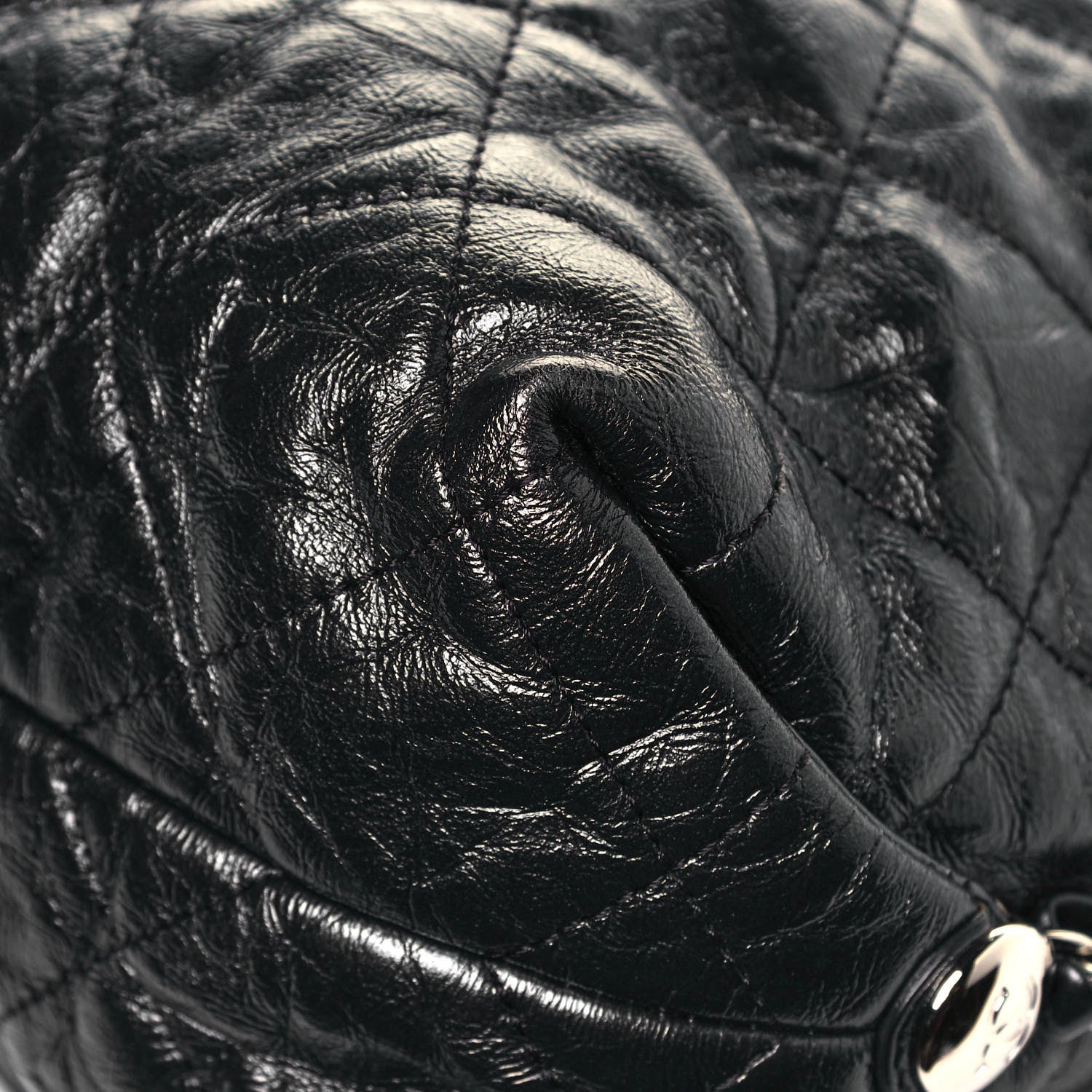 Chanel Metallic Crackled Calfskin Quilted Medium Big Bang Hobo Black 10 of 14