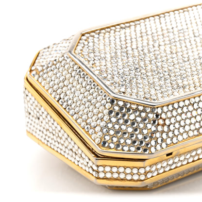 Judith Leiber Swarovski Crystal Minaudiere Clutch Silver Gold 11 of 13