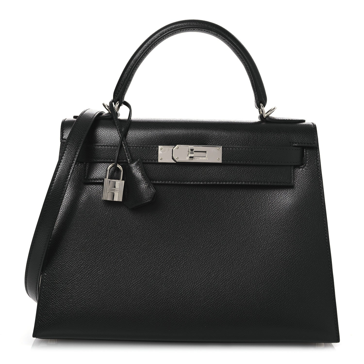 Hermes Veau Grain Lisse Kelly Sellier 28 Black 1 of 12