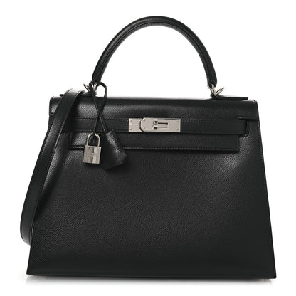 Hermes Veau Grain Lisse Kelly Sellier 28 Black 1 of 12