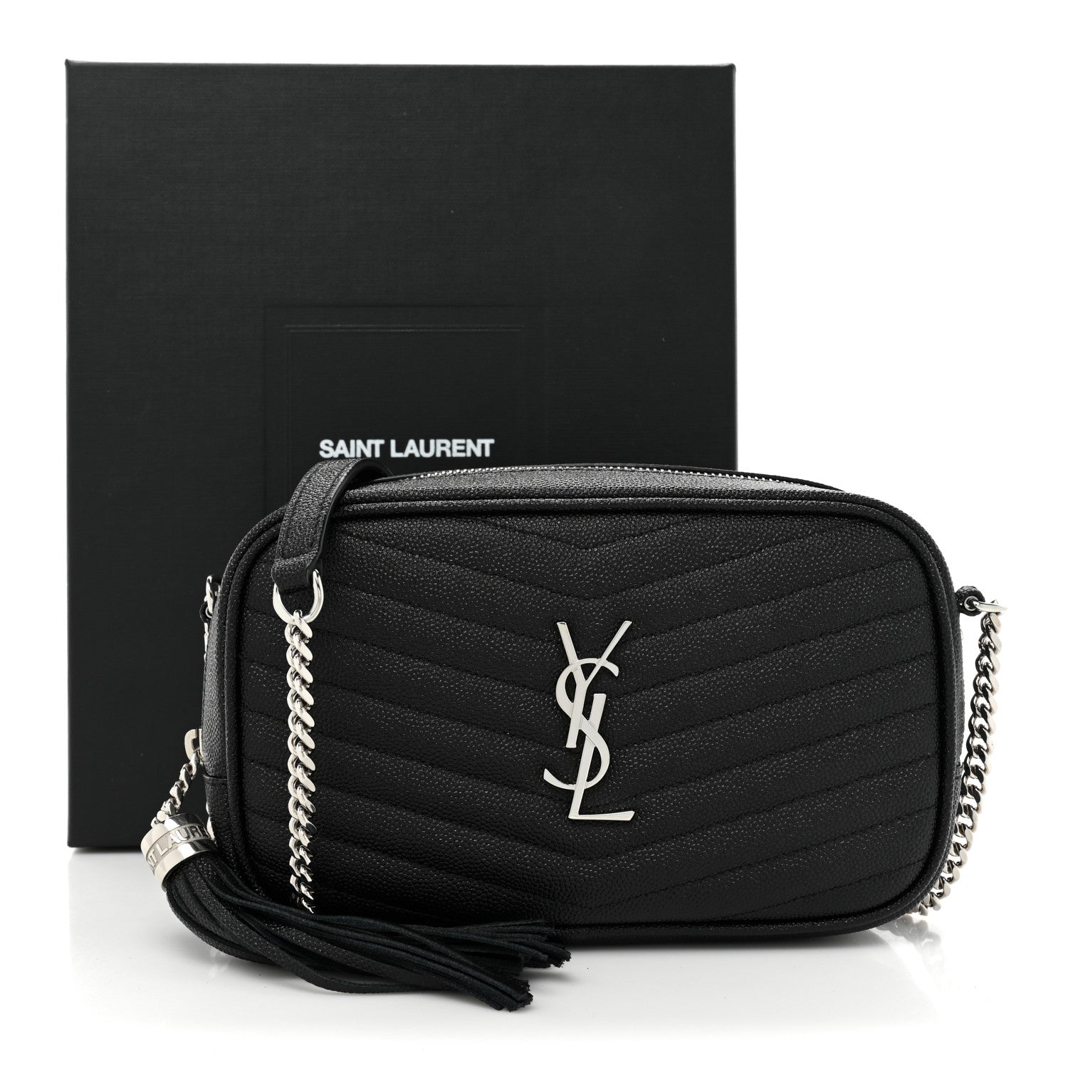 Saint Laurent Grain De Poudre Matelasse Monogram Mini Lou Camera Bag Black 10 of 10