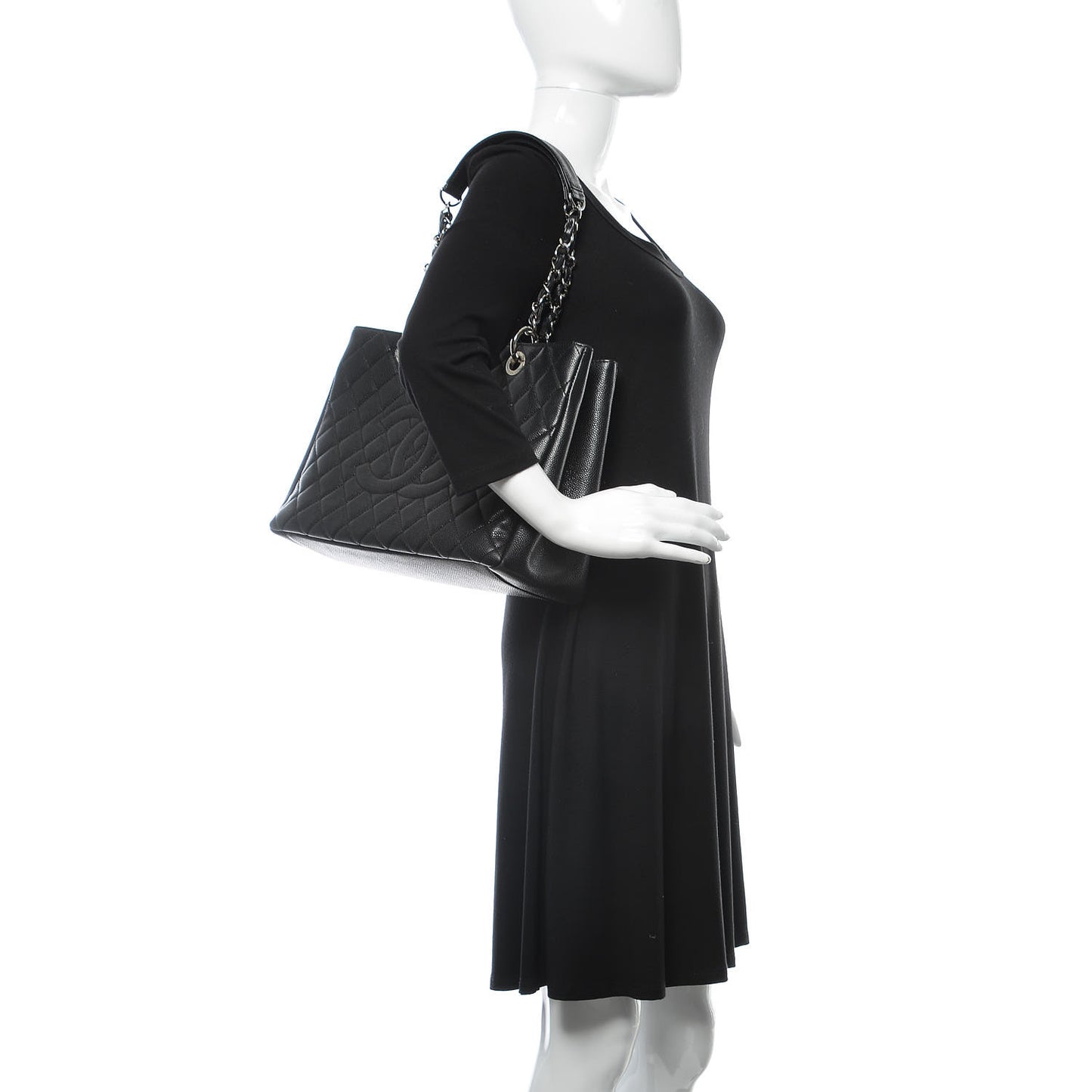 Caviar Quilted Grand Shopping Tote GST Black