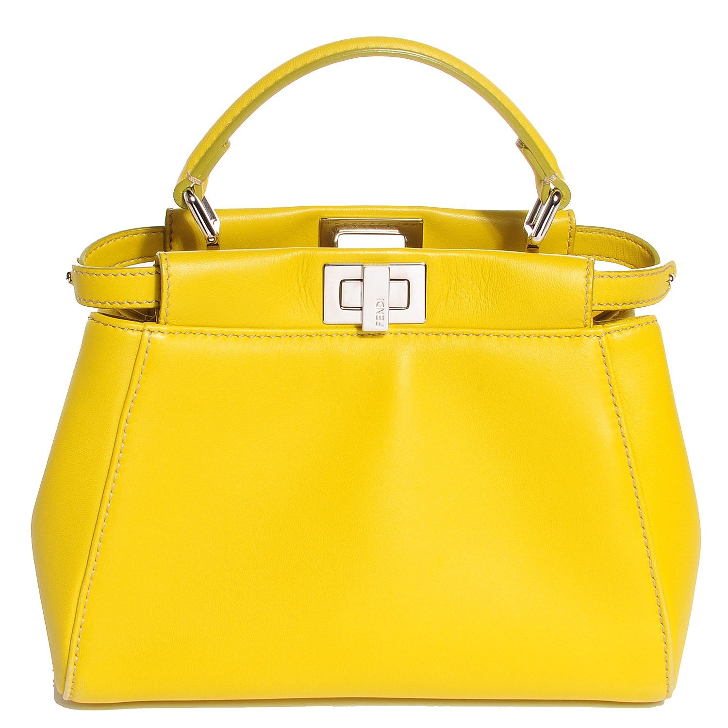 Fendi Nappa Mini Peekaboo Iconic Satchel Lime 1 of 11