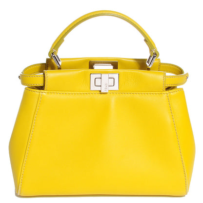 Fendi Nappa Mini Peekaboo Iconic Satchel Lime 1 of 11