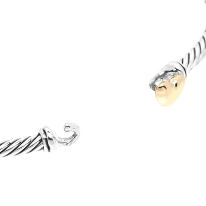 David Yurman Sterling Silver 18K Yellow Gold 3mm Cable Collectibles Heart Bracelet 3 of 4