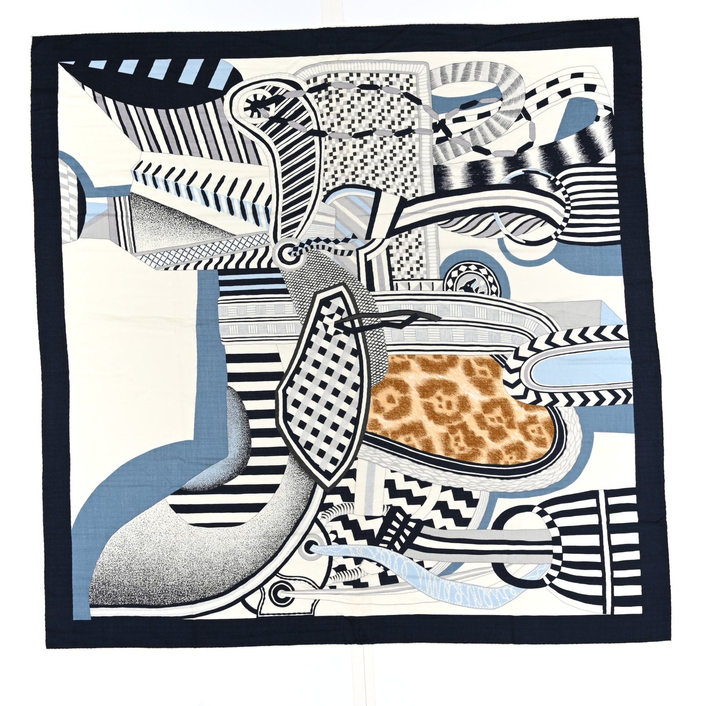 Cashmere Silk La Selle Imaginaire Shawl 140 Marine White