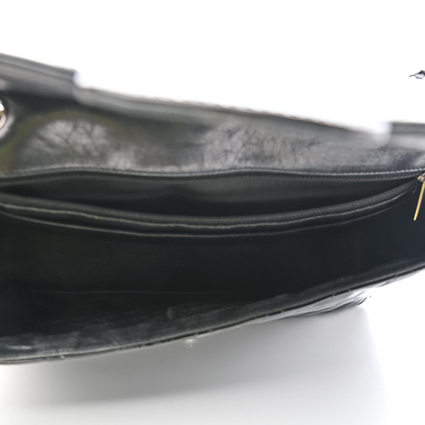 Patent Quilted Maxi Single Flap Black