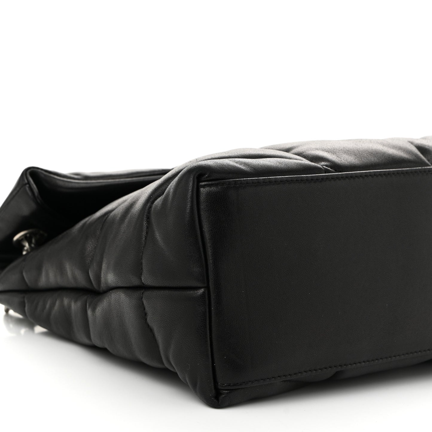 Lambskin Quilted Medium Loulou Puffer Monogram Chain Satchel Black