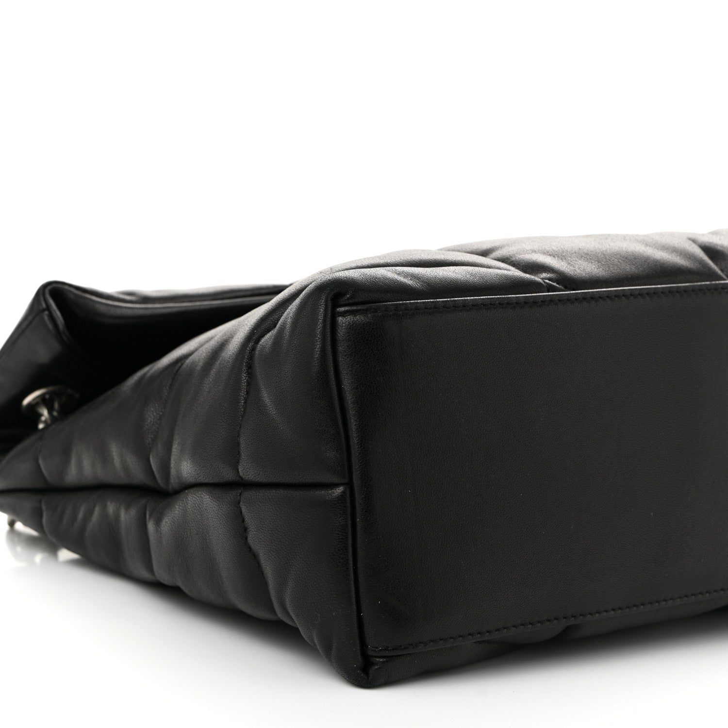 Saint Laurent Lambskin Quilted Medium Loulou Puffer Monogram Chain Satchel Black 9 of 10