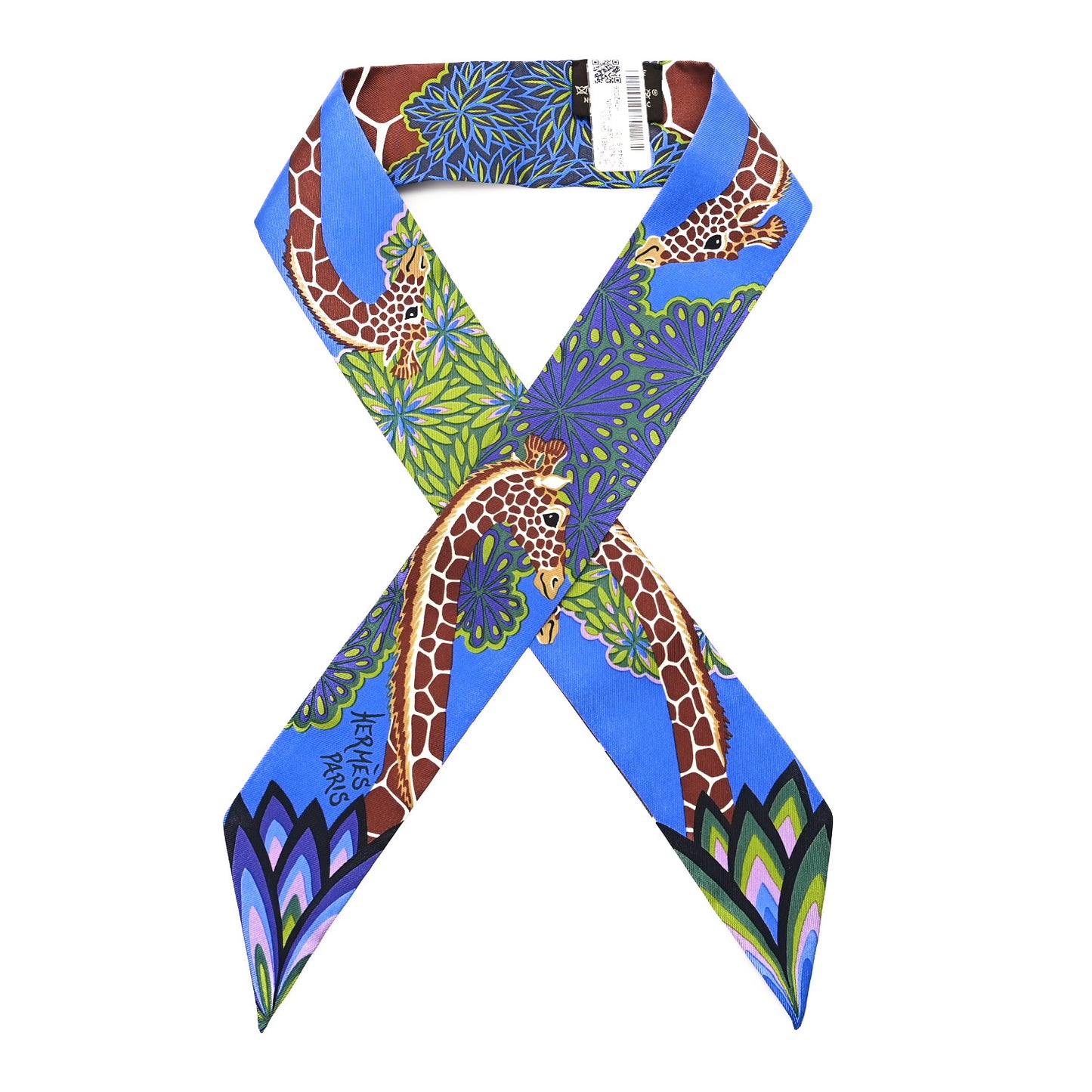 Silk The Three Graces Twilly Bleu Vert Marron