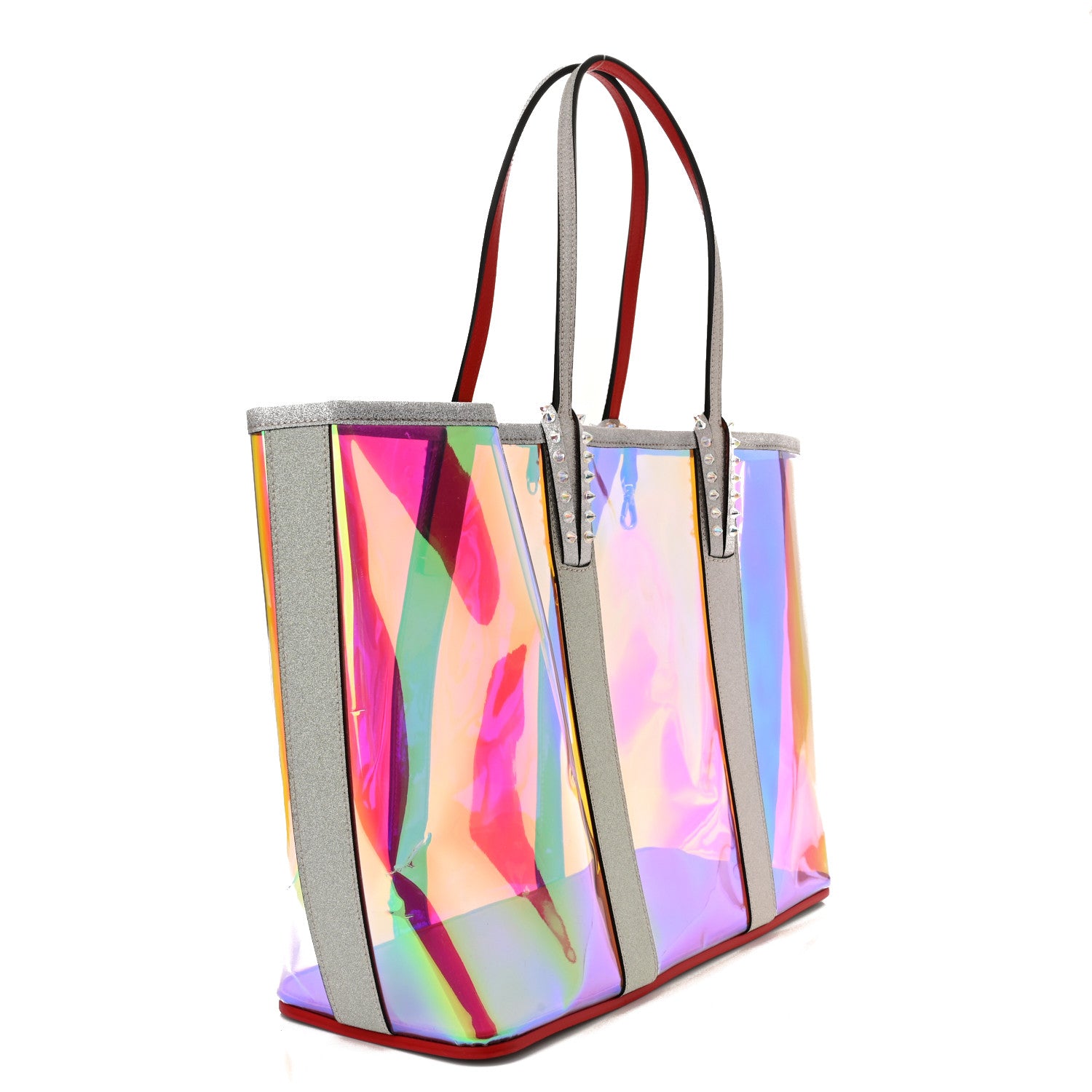 Christian Louboutin PVC Spikes East West Cabata Tote Silver 4 of 11