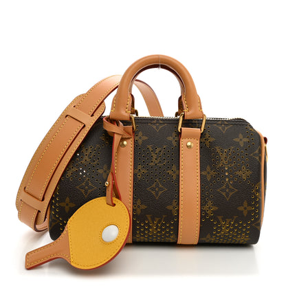 Louis Vuitton Grid Perforated Monogram Heritage Keepall Bandouliere 25 Yellow 1 of 8