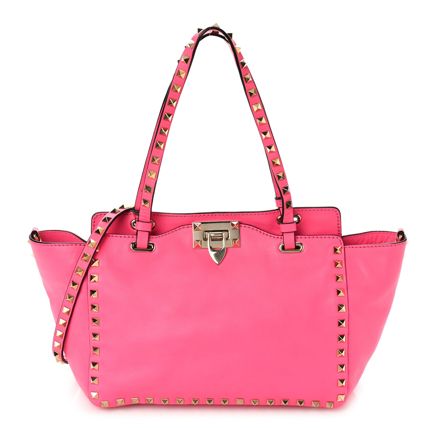 Vitello Small Rockstud Tote Fuxia Fluo