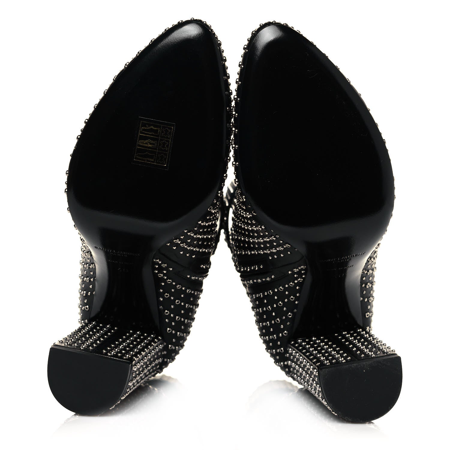 Saint Laurent Nappa Studded Joplin Buckle Booties 40 Black 5 of 7
