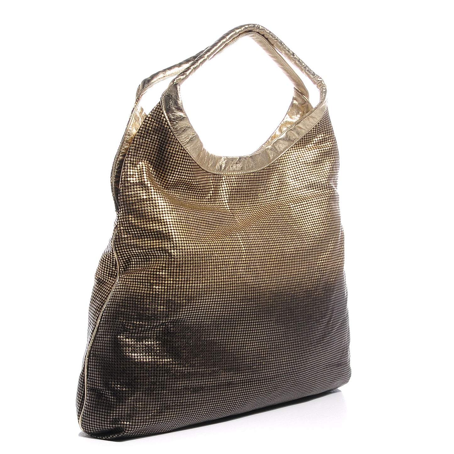 Metallic Perforated Lambskin Hollywood Hobo Gold