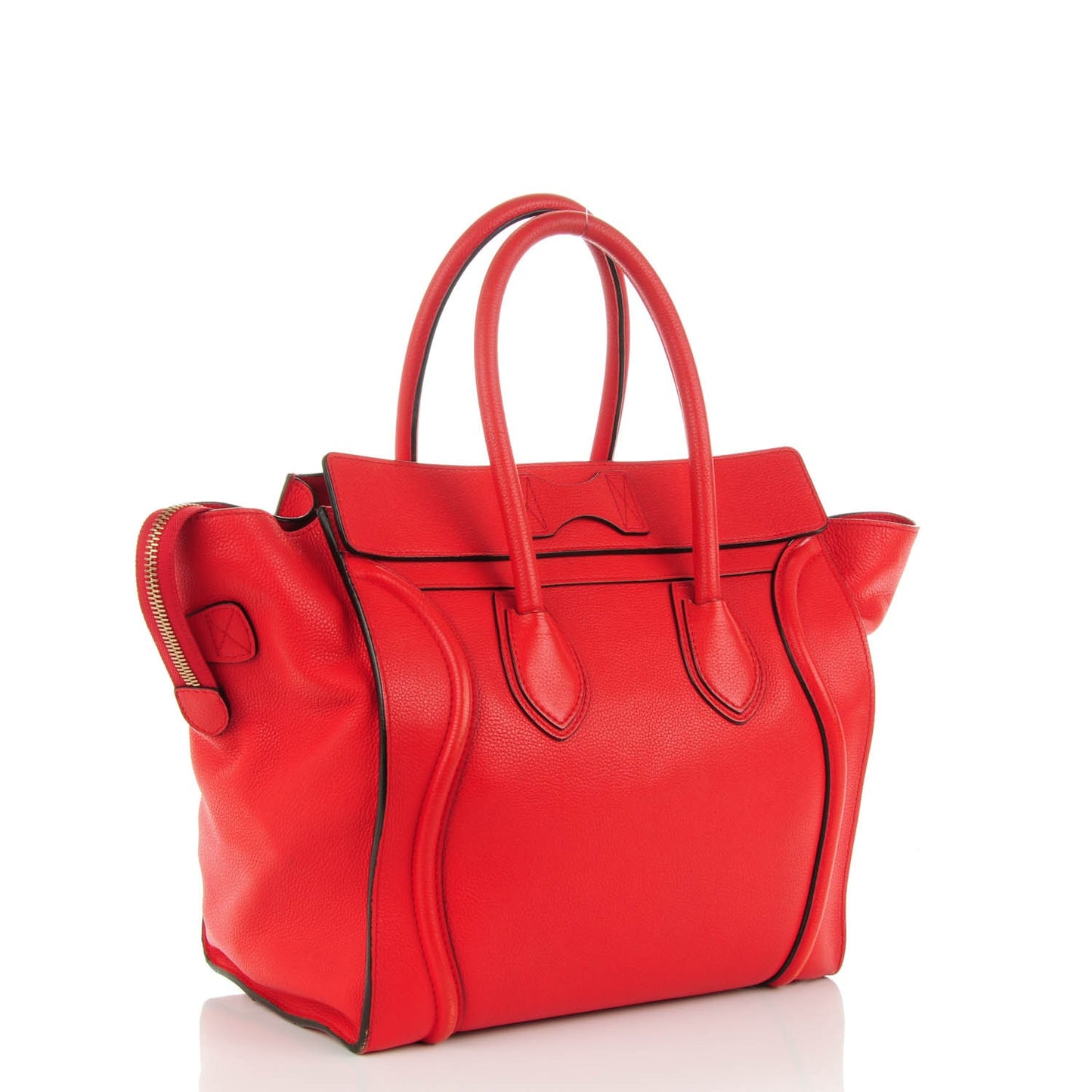 Drummed Calfskin Mini Luggage Coquelicot