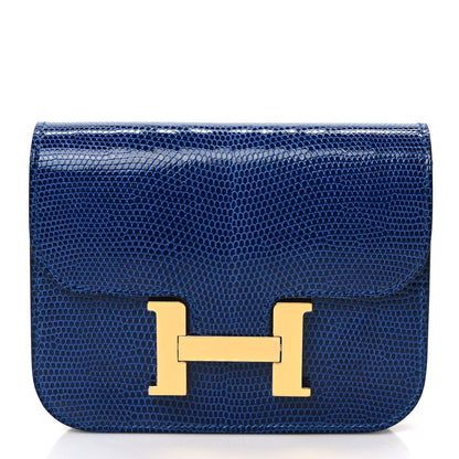 Hermes Lizard Constance Slim Wallet Bleu Saphir 3 of 8