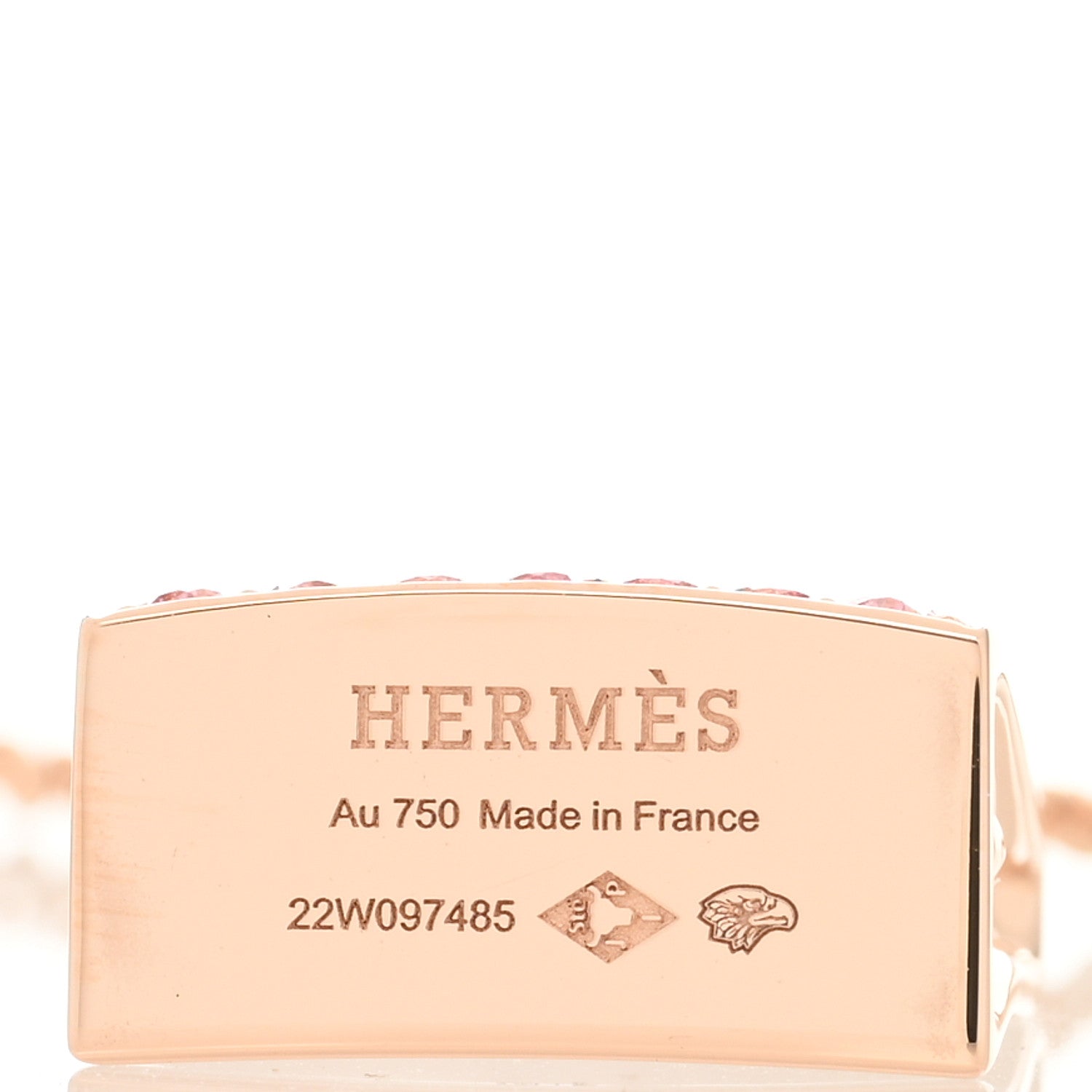 Hermes 18K Rose Gold Pink Sapphire Kelly Amulettes Pendant Necklace 4 of 5