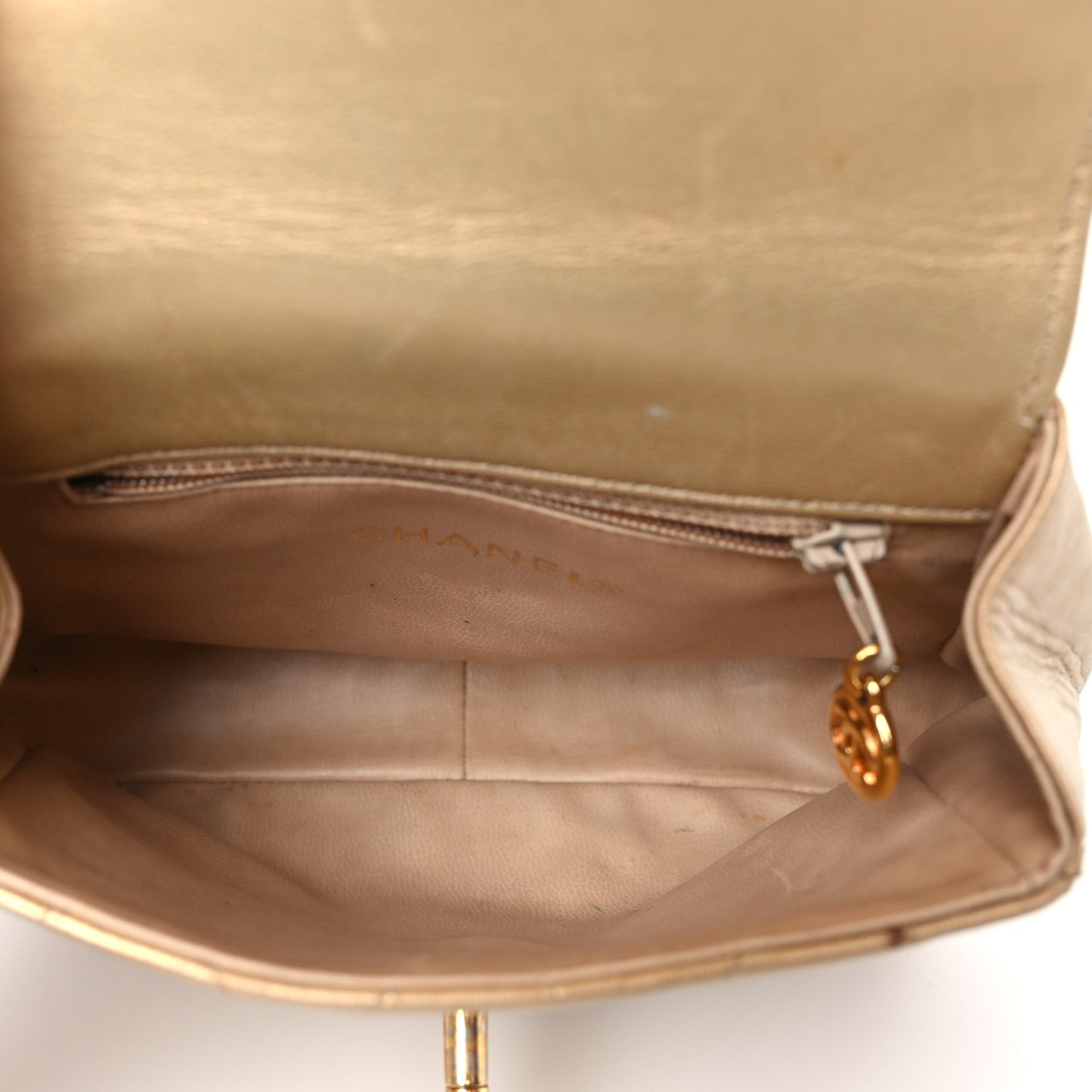 Metallic Lambskin Quilted Mini Flap Gold