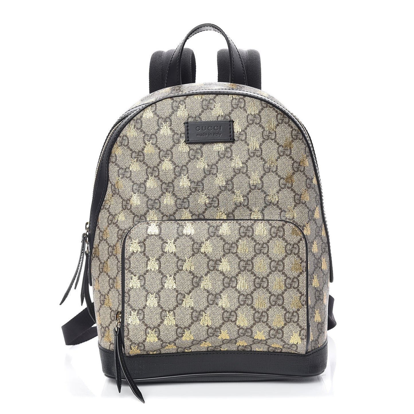 GG Supreme Monogram Bees Print Small Day Backpack Beige Oro Black