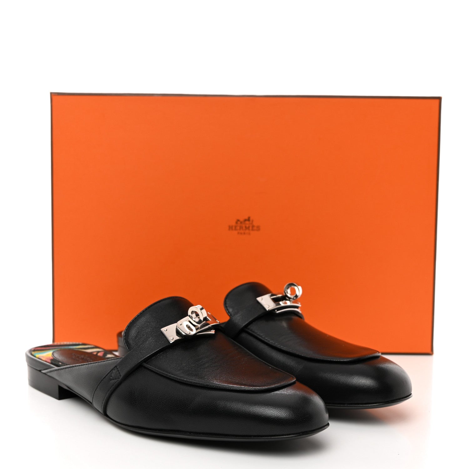 Hermes Goatskin Oz Mules 37 Black 2 of 8