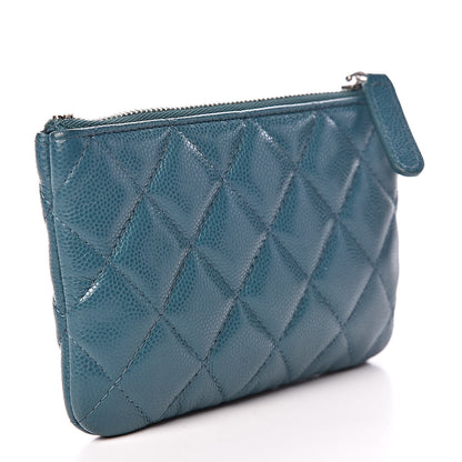 Chanel Caviar Quilted Small Cosmetic Case Dark Turquoise 3 of 8