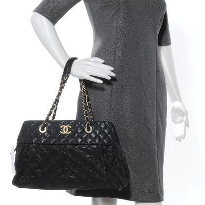 Chanel Iridescent Calfskin Chic Quilt Bowling Bag Black 2 of 7