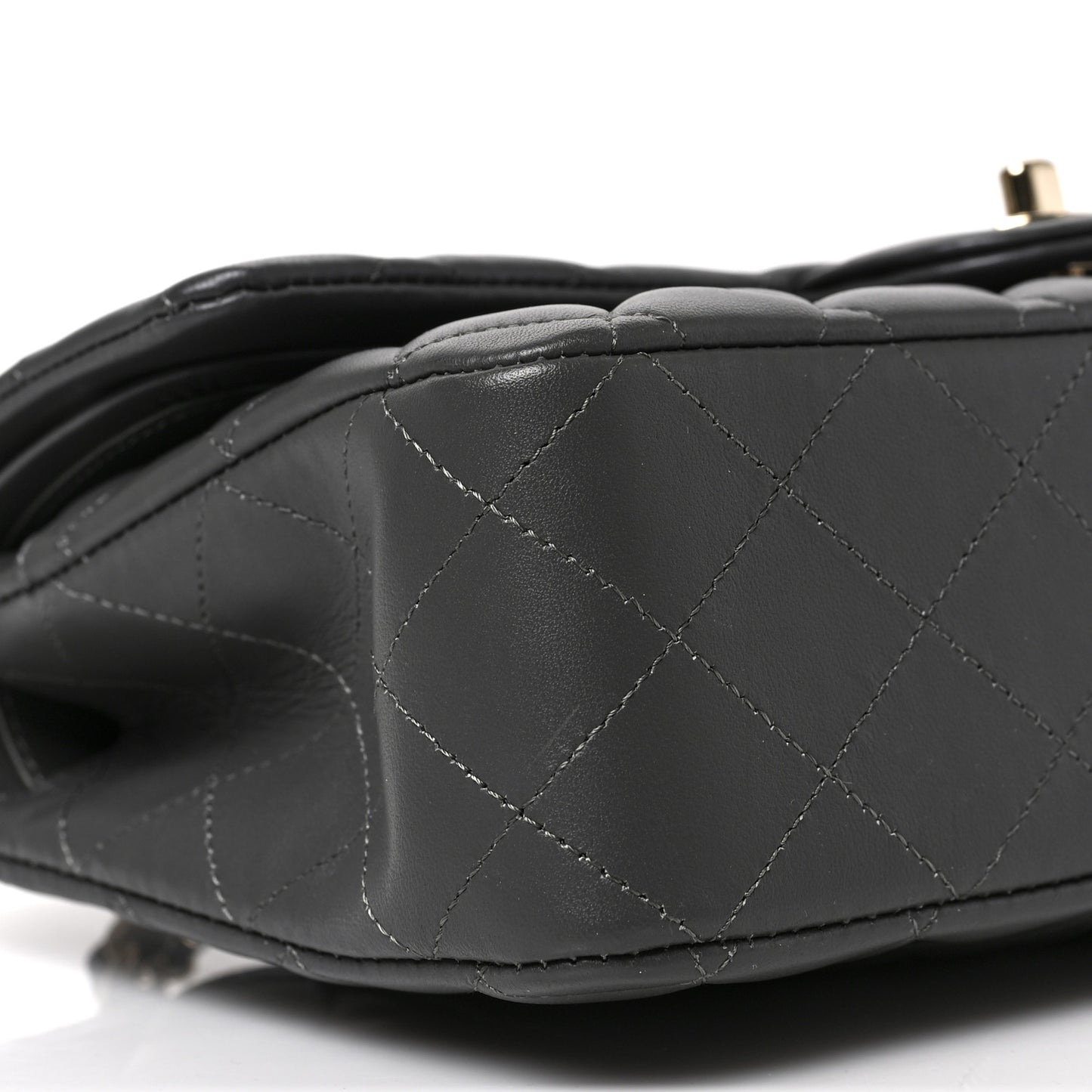 Lambskin Quilted Medium Double Flap Dark Grey