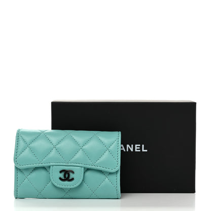Chanel Lambskin Quilted Flap Card Holder Wallet Turquoise 11 of 11