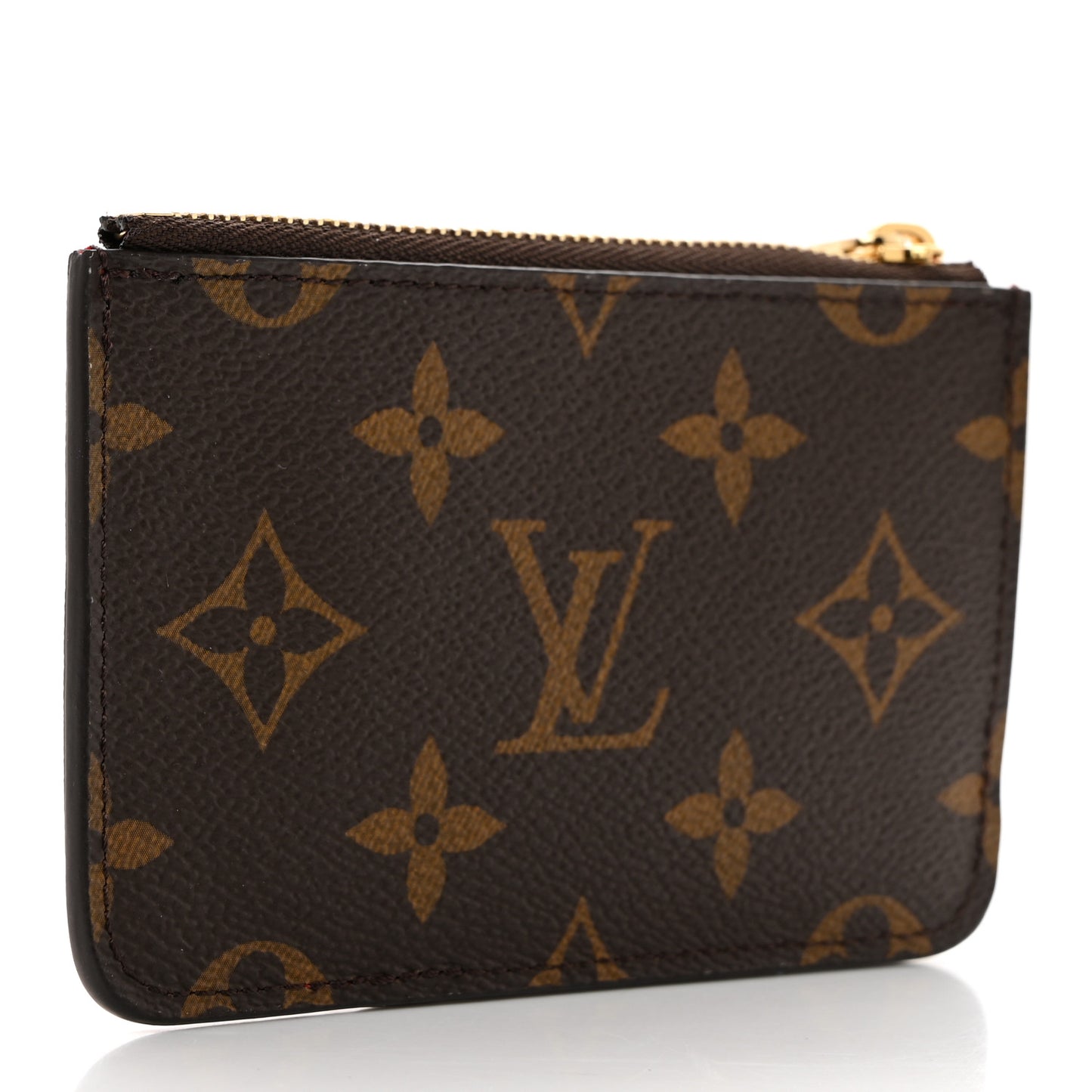 Monogram Zipped Romy Card Holder Red