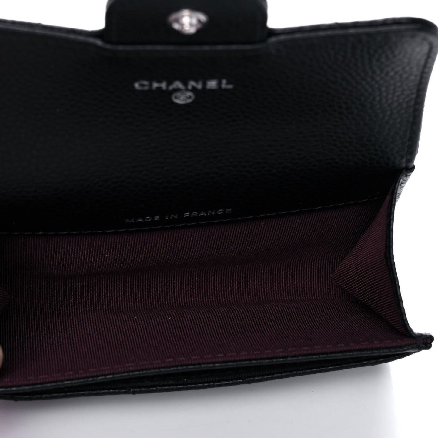 Caviar Quilted Flap Card Holder Wallet Black