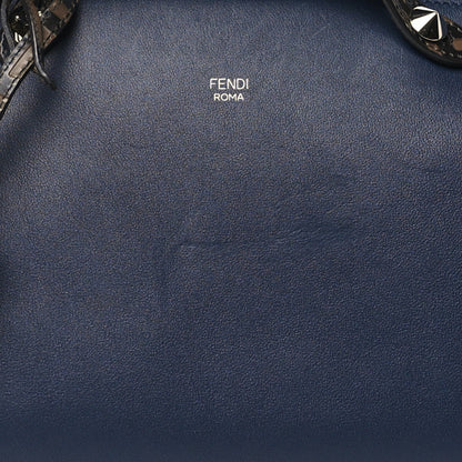 Fendi Vitello Dolce Bi-Color FF 1974 Embossed Medium By The Way Boston Bag Black Maya 8 of 10