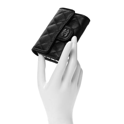 Chanel Caviar Quilted Classic 4 Key Holder Wallet Black 2 of 7