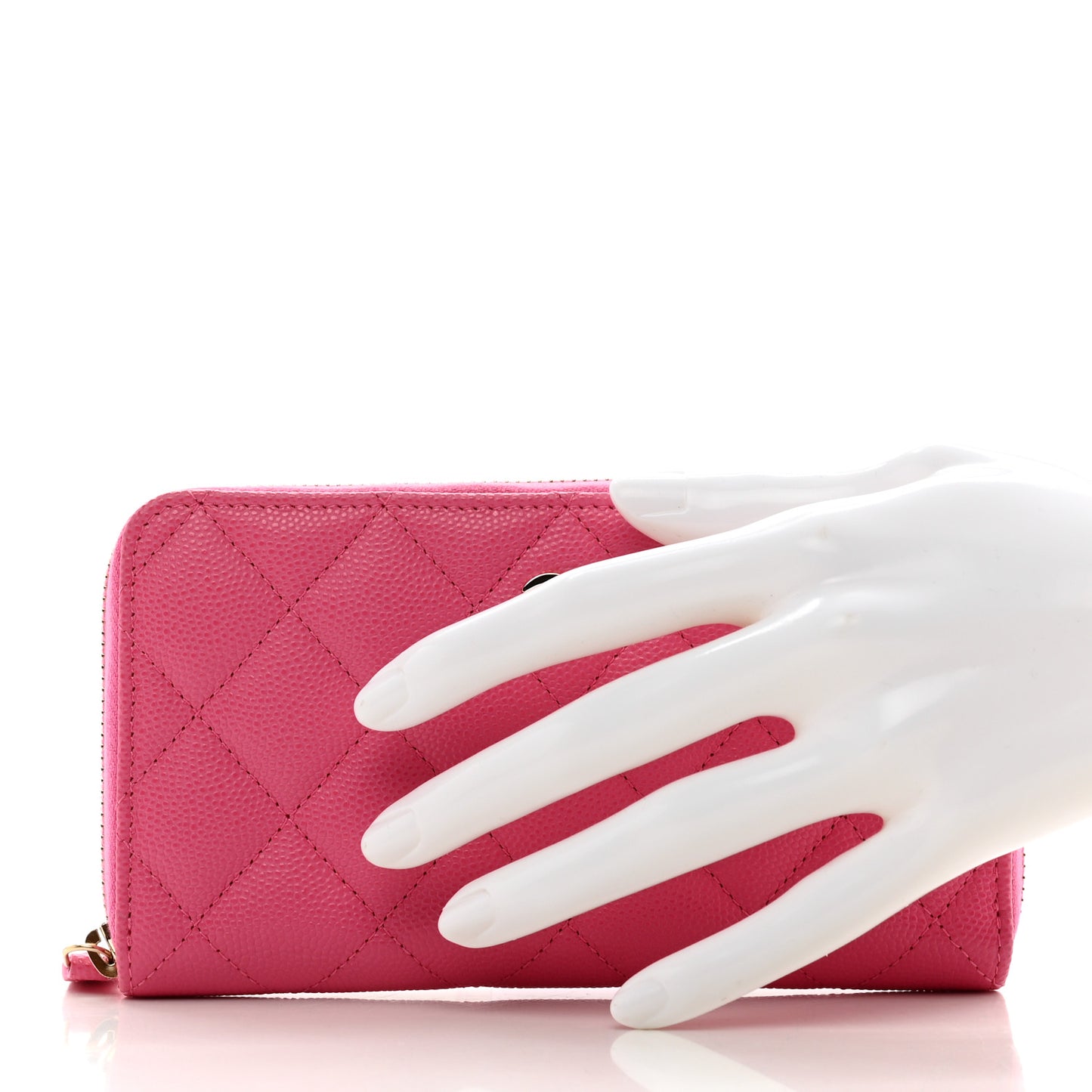 Caviar Quilted Medium Zip Around Wallet Pink